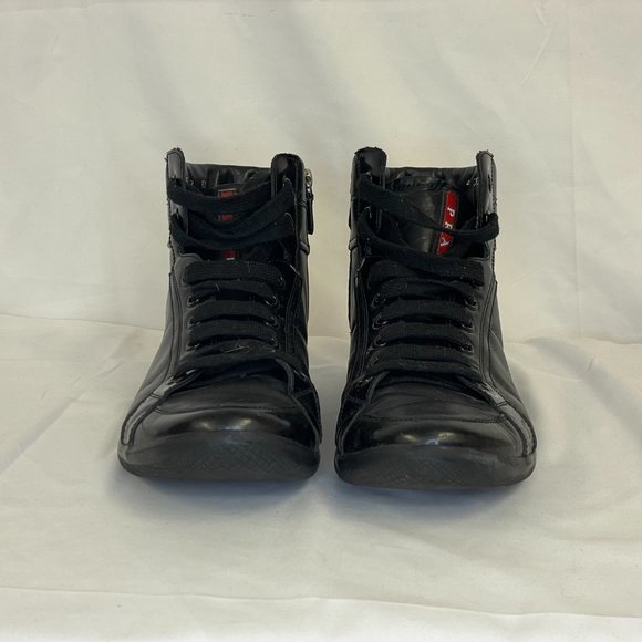 Prada Black Leather High Tops - Picture 2 of 5